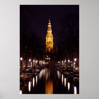 Zuiderkerk i Amsterdam Nederländerna nattetid Poster