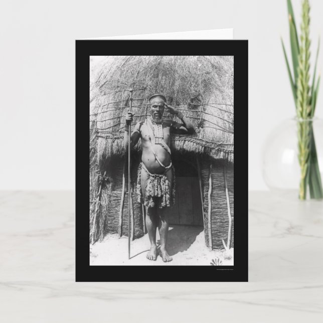 Zulu Chief South Afrika 1897 Kort (Framsida)