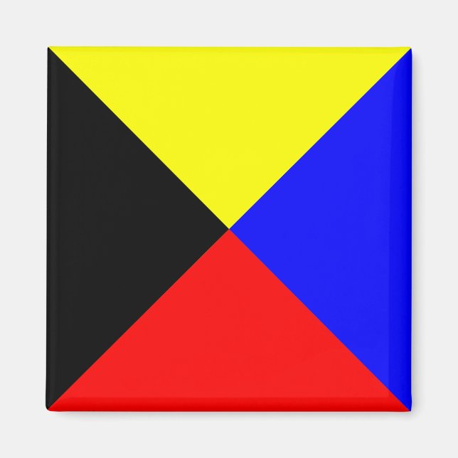 Zulu ICS Maritime Signal Flag Fyrkantig Magnet (Framsidan)