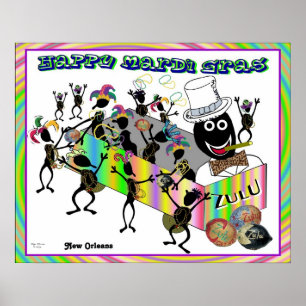 Zulu parad vid Mardi Gras Poster