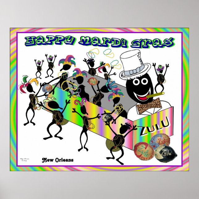 Zulu parad vid Mardi Gras Poster (Framsidan)