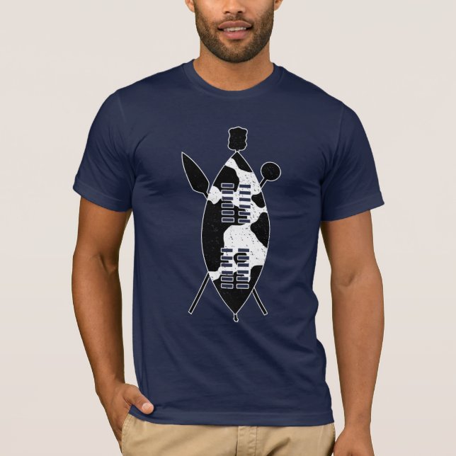 Zulu Shield Cow Dölj Spear Knobkerrie South Afrika T Shirt (Framsida)