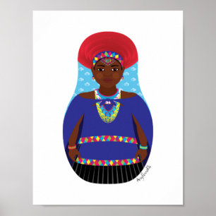 Zulu, sydafrikansk Matryoshka-affisch Poster