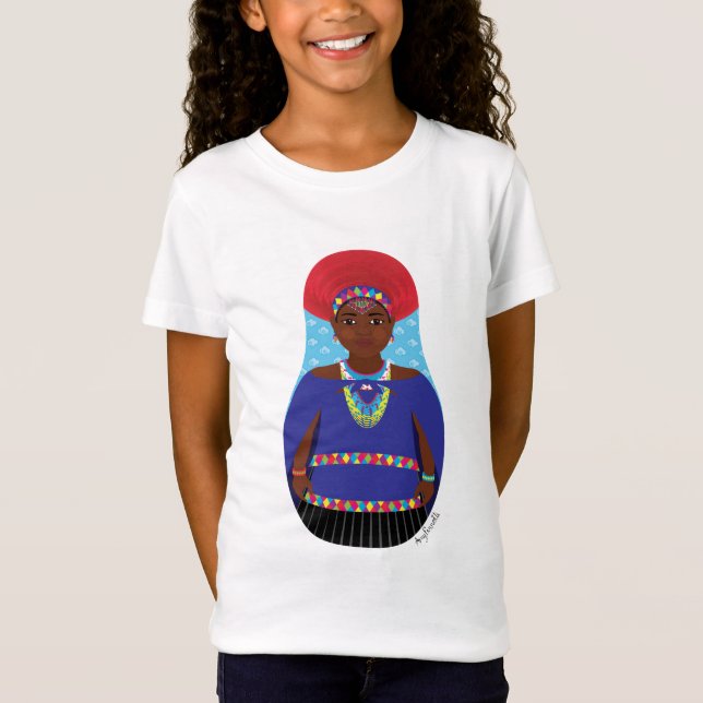 Zulu, Sydafrikanska Matryoshka Girls' T-Shirt (Framsida)