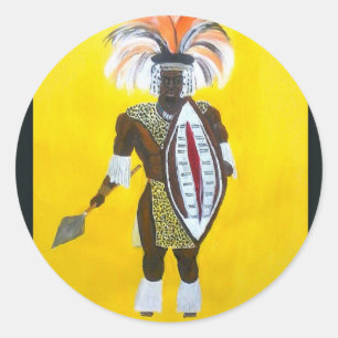 Zulukrigare Runt Klistermärke