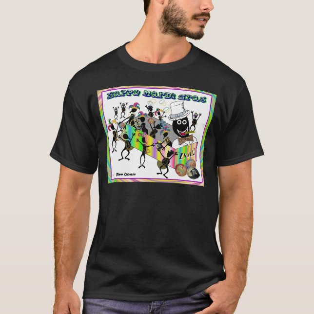 Zuluparad på Mardi Gras T Shirt (Framsida)