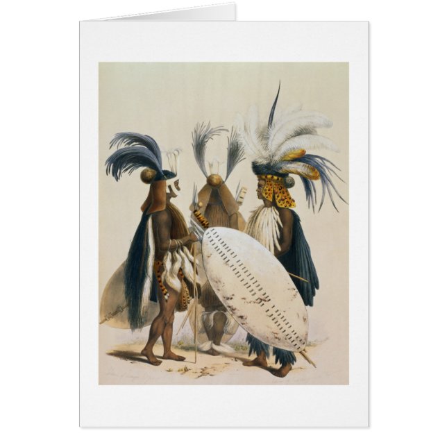 Zulusoldater av kungpanda'sens armé, pläterar 20 hälsningskort (Framsidan)