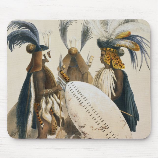 Zulusoldater av kungpanda'sens armé, pläterar 20 musmatta (Framsidan)