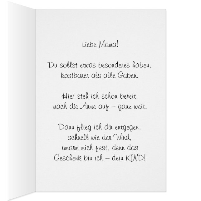 Zum Muttertag Hälsningskort (Insidan (Höger))