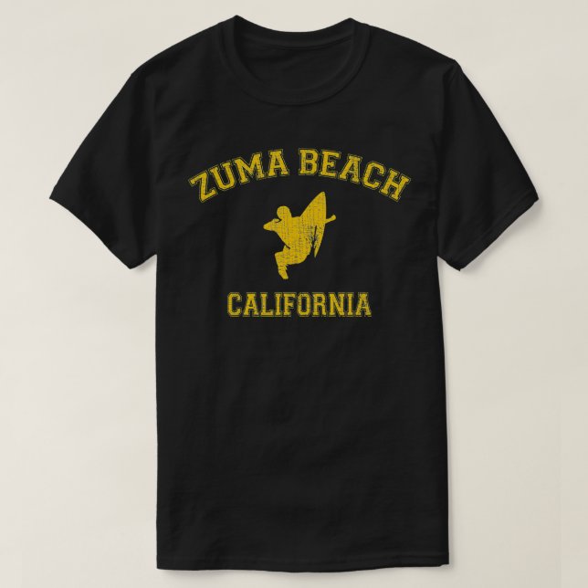 Zuma Beach California Collegestyle Surfing T Shirt (Design framsida)