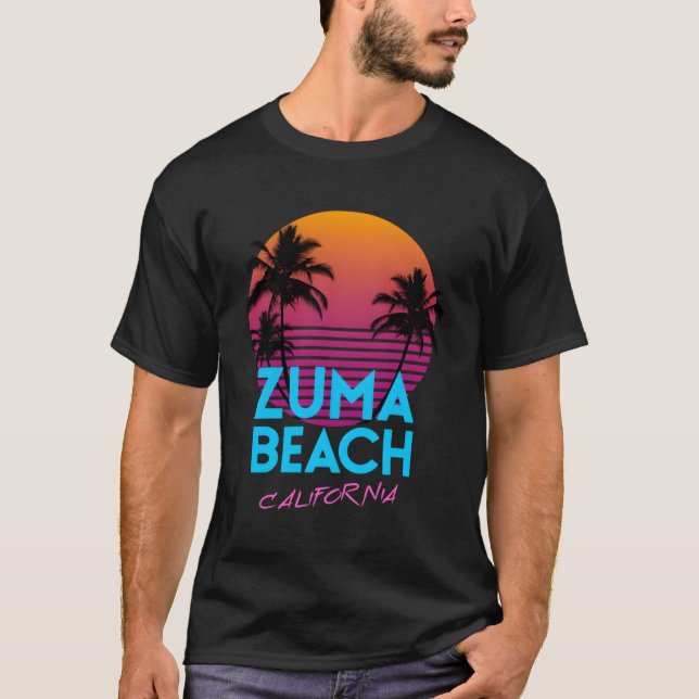 Zuma Beach California Retro Wave Hoodie T Shirt (Framsida)