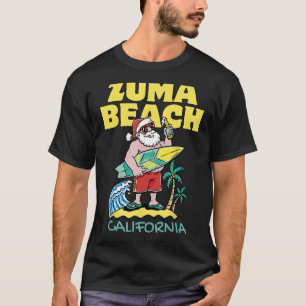 ZUMA BEACH CALIFORNIA Santa Surfing T Shirt