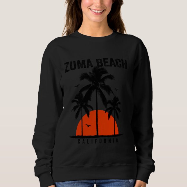 Zuma Beach California Surfing Surfboarding T Shirt (Framsida)
