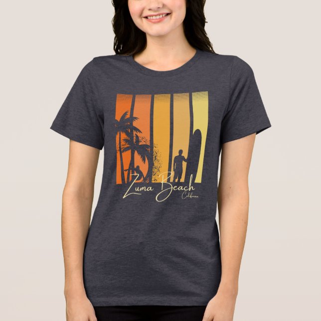 Zuma Beach California Surfing T Shirt (Framsida)