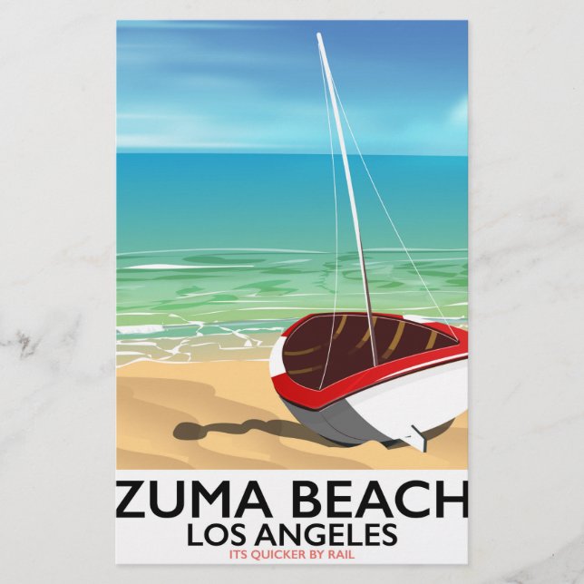 Zuma Beach LA Rail strandaffisch Brevpapper (Framsida)