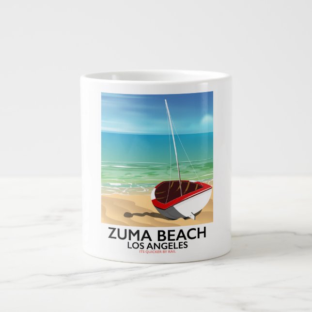 Zuma Beach LA Rail strandaffisch Jumbo Mugg (Framsidan)
