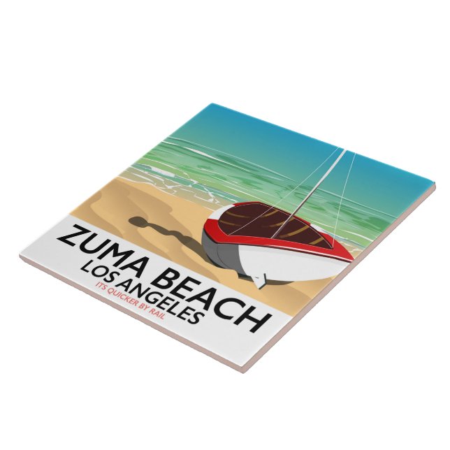 Zuma Beach LA Rail strandaffisch Kakelplatta (Sidan)