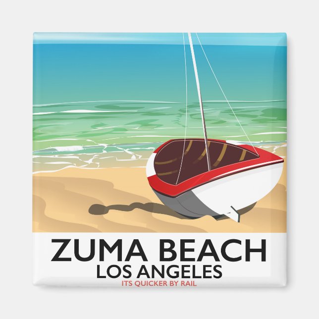 Zuma Beach LA Rail strandaffisch Magnet (Framsidan)