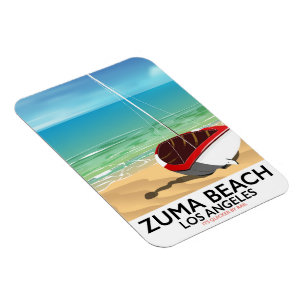 Zuma Beach LA Rail strandaffisch Magnet