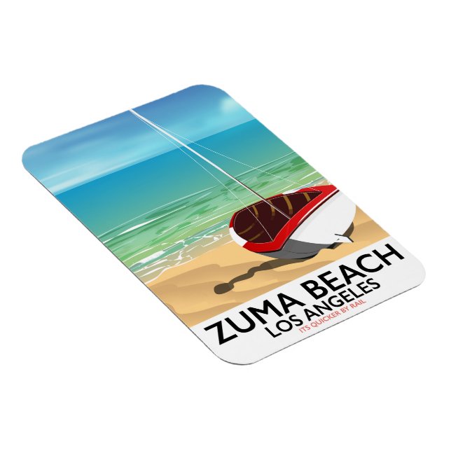 Zuma Beach LA Rail strandaffisch Magnet (Högersidan)