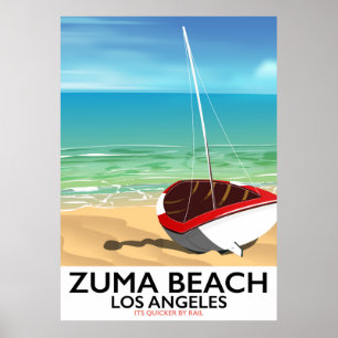 Zuma Beach LA Rail-stranden poster