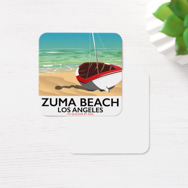 Zuma Beach LA Rail-stranden poster Fyrkantigt Visitkort (Skivbord)