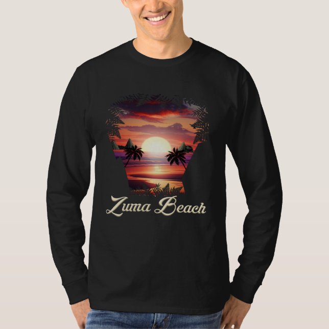 Zuma Beach Vibrant Sunset Malibu California T Shirt (Framsida)