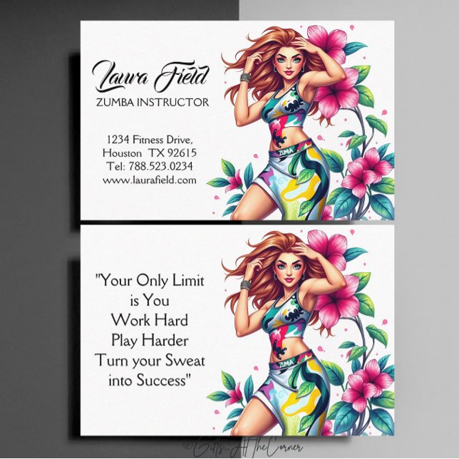 Zumba Instructor / Personal Trainer Pink Flower  Visitkort (Skapare uppladdad)