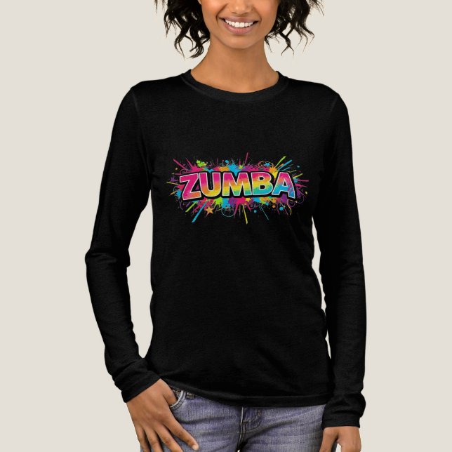 Zumba-Långärmadens bästa design för kvinnor T Shirt (Framsida)