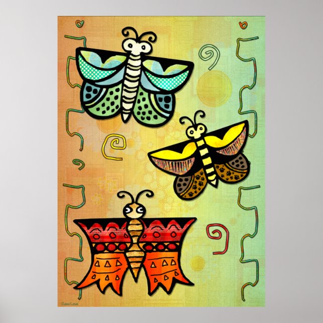 Zuni Butterfly Folk Art Poster (Framsidan)