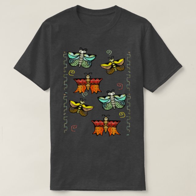 Zuni Butterfly Folk Art T Shirt (Design framsida)