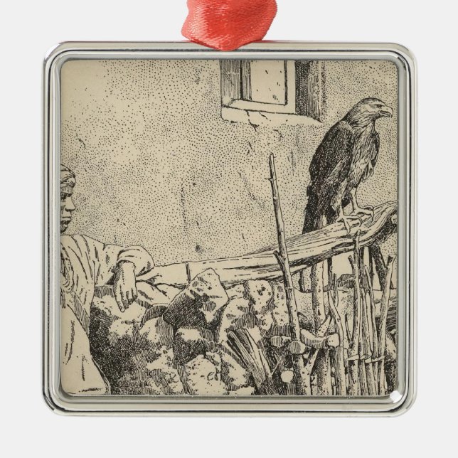 Zuni örnbur julgransprydnad metall (Framsidan)