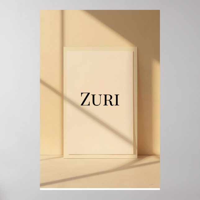 Zuri Modernt Namn Väggkonst – Minimalistisk Poster (Framsidan)