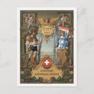 Zürich 1883 Exposition Nationale Suisse Vintage Po Vykort
