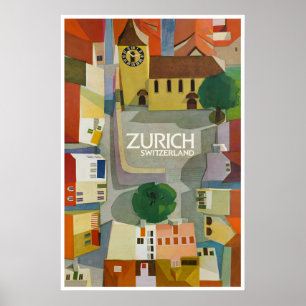 Zurich Affisch Schweiz Konsttryck Svenskt Målning