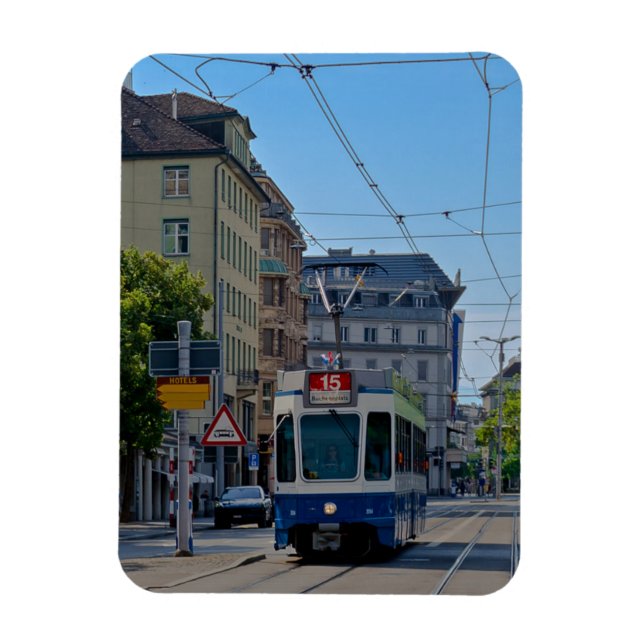 Zurich Blue Tram Magnet (Vertikal)