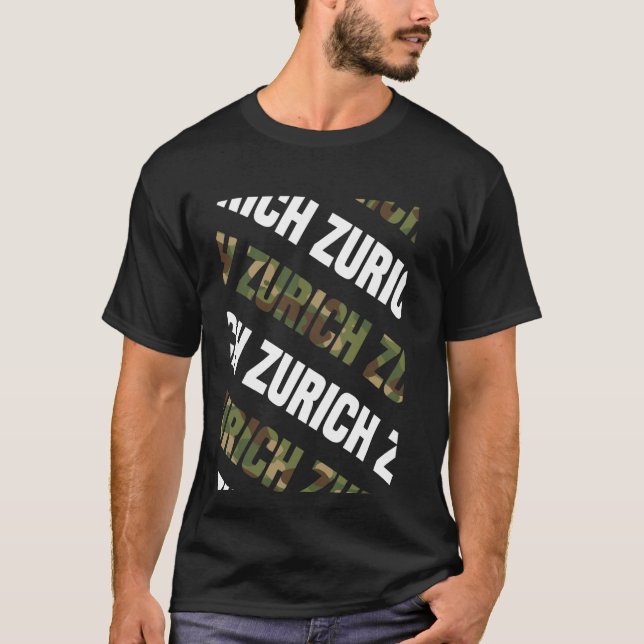 Zurich Camo Mönster Grönt Camouflage T Shirt (Framsida)