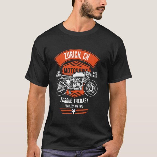 Zürich CH Retro Motorcykeldesign T Shirt (Framsida)