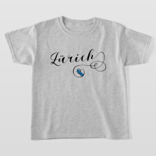 Zürich Flagga in Heart, Zürich, Schweiz T-Shirt