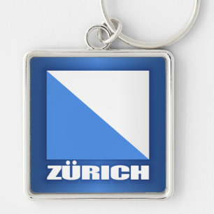Zurich Fyrkantig Silverfärgad Nyckelring
