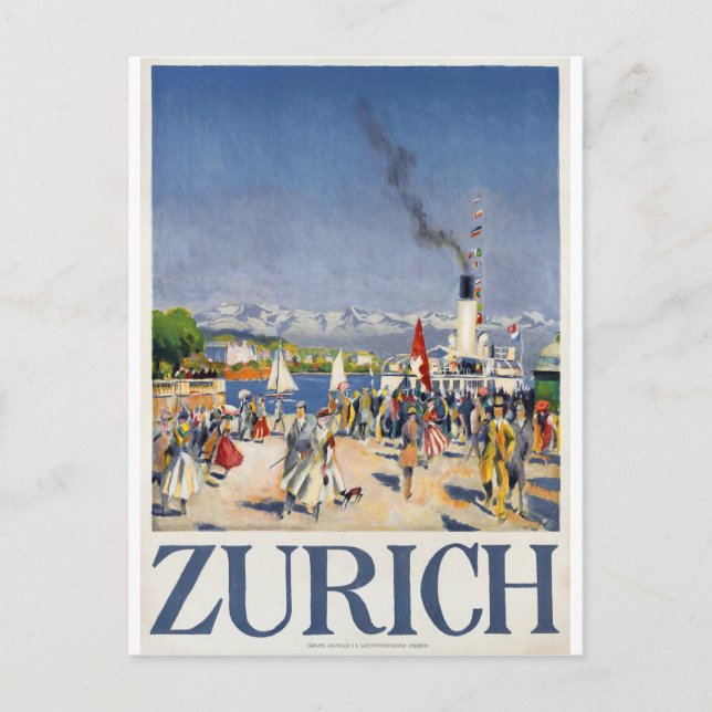 Zürich hamn, Schweiz Vykort (Framsida)