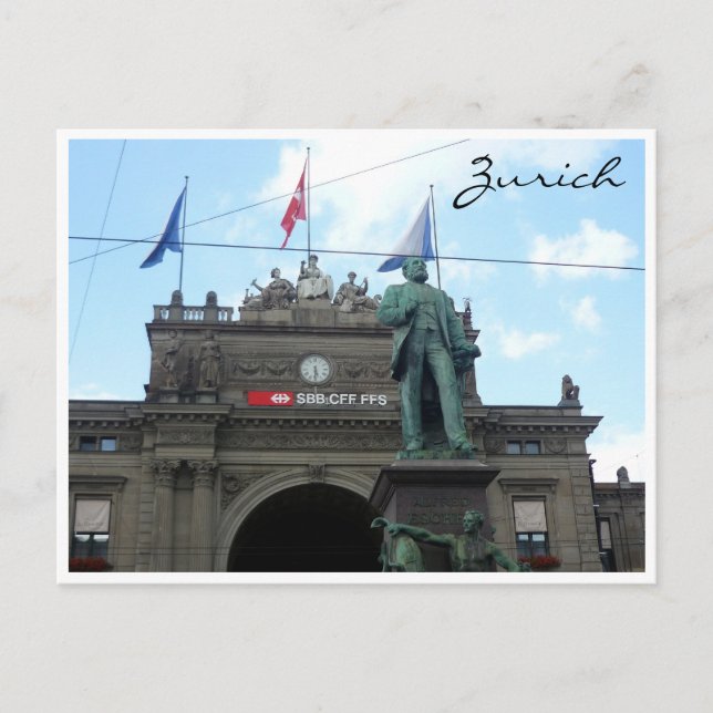 zUrich hauptbahnhof statue Vykort (Framsida)