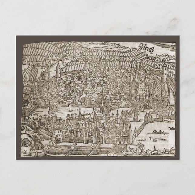 Zurich in the 16th century vykort (Framsida)