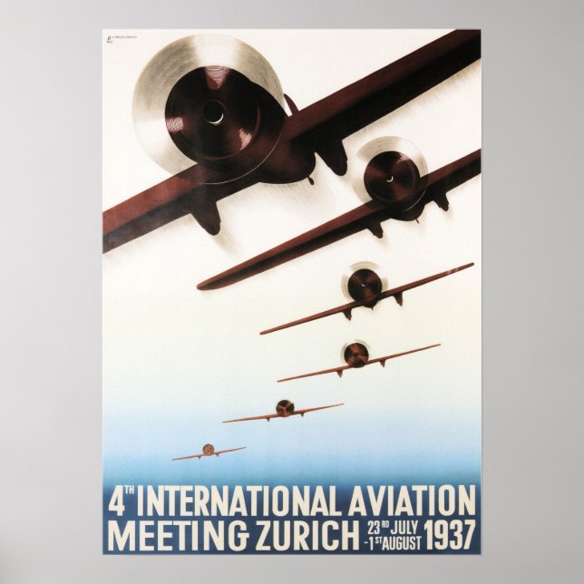 ZURICH INT. FLYGPLATSENS MEET-Vintage Flygplan Pos Poster (Framsidan)