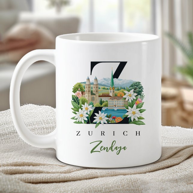 Zurich Monogram Bokstav Z Personligt Gåva Kaffemugg (Zurich Monogram Letter Z Personalized Gift Coffee Mug)