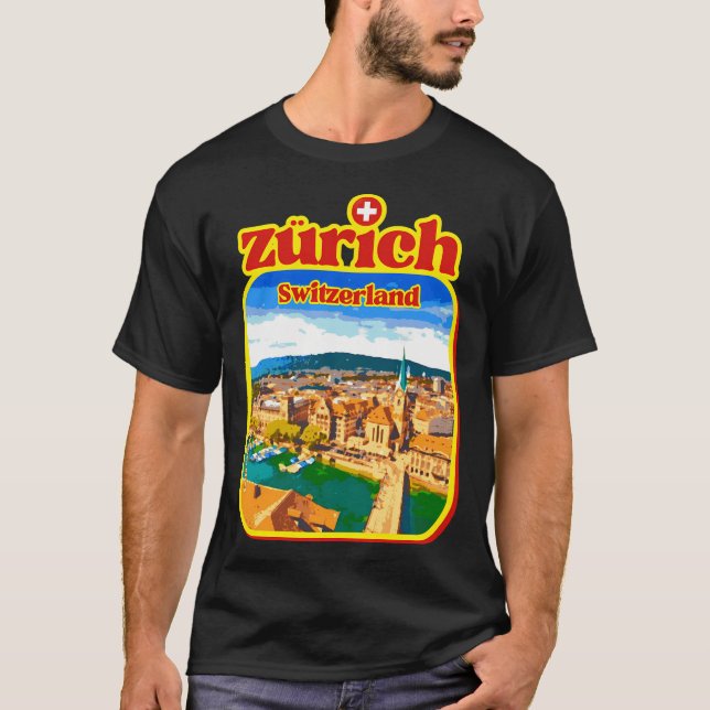 Zurich Old Town Zurich Sjö Ch Swiss Uetliberg Zur T Shirt (Framsida)