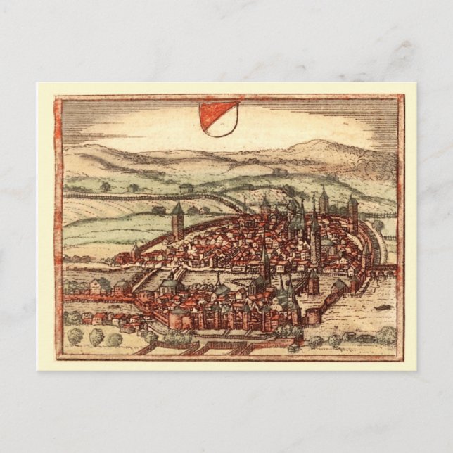 Zürich på 1600-talet vykort (Framsida)