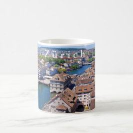 Zurich. Panorama från det Grossmunster tornet Kaffemugg