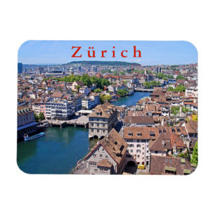 Zurich. Panorama från det Grossmunster tornet Magnet