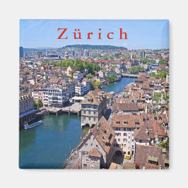 Zürich. Panorama från Grossmunster Torn. Magnet